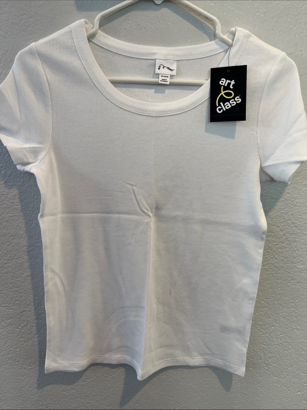 art class White Ribbed Scoop Neck Short Sleeve Tee